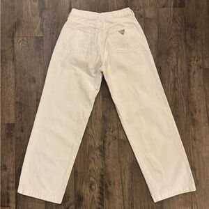 Vintage Guess High Rise White Jeans Womens 28 Straight Leg 90s Denim Triangle